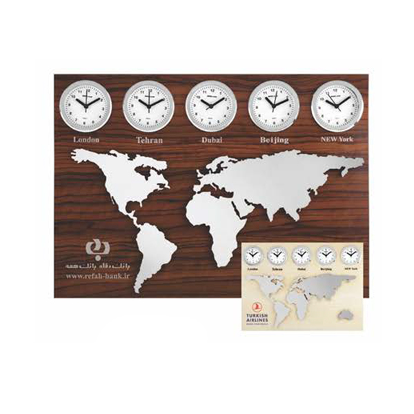 ساعت جهان نمای چوبی